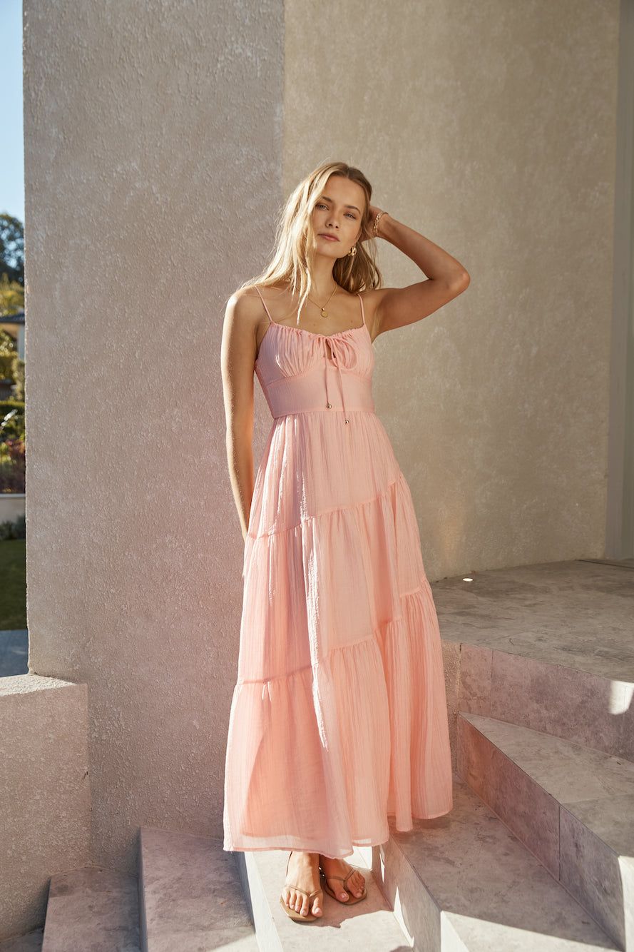 Casual pink maxi sundress
