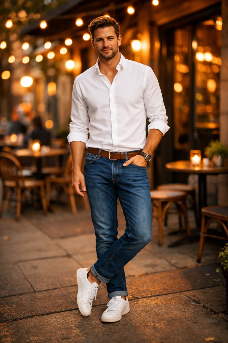 Shirt with jeans and sneakers