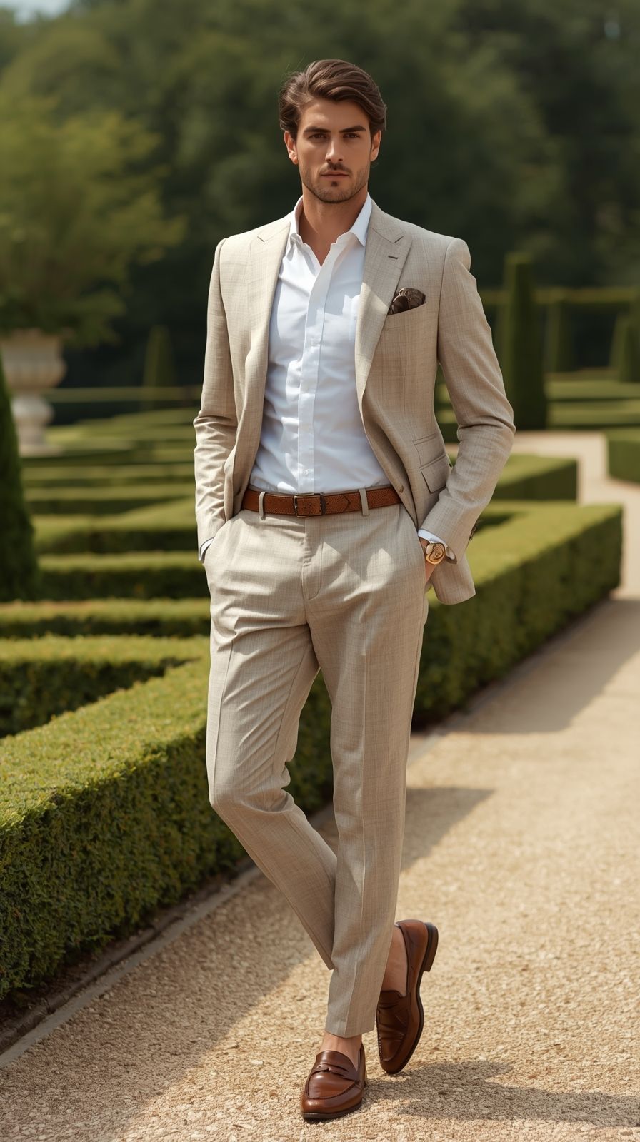 Tan summer suit