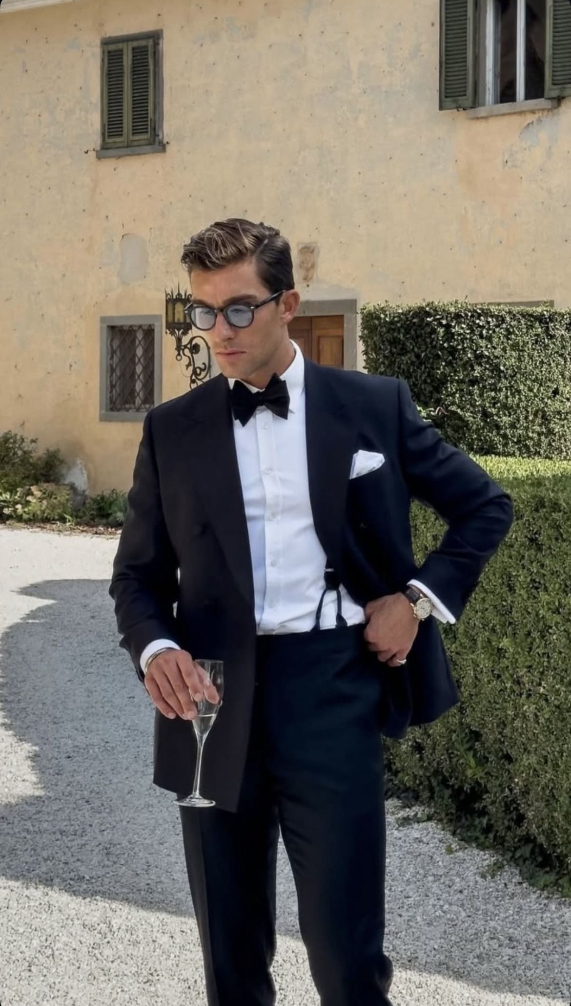Black tuxedo with bow tie