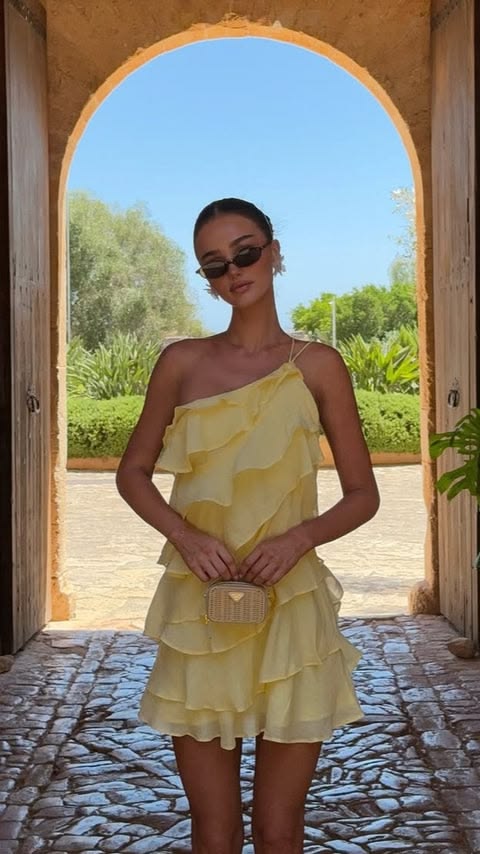 Yellow ruffle sundress